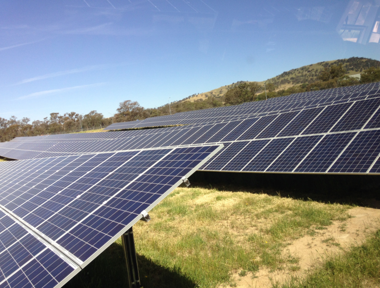 Solar PV modules on a utility scale solar farm 